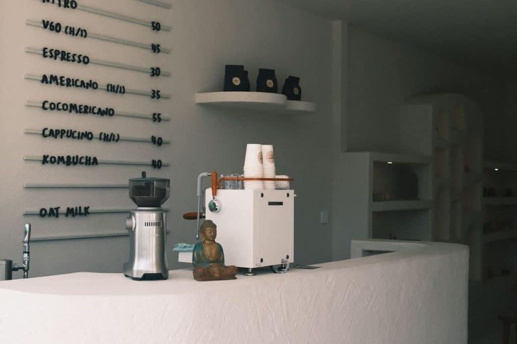 cozy coffee corner inside the pottery studio
