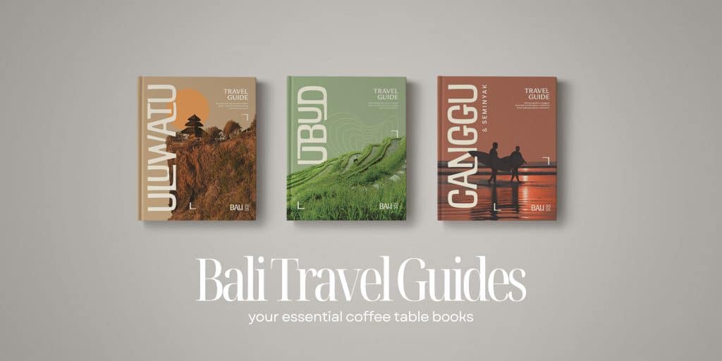Three travel guidebooks featuring the best destinations, restaurants, and experiences in Bali and beyond.