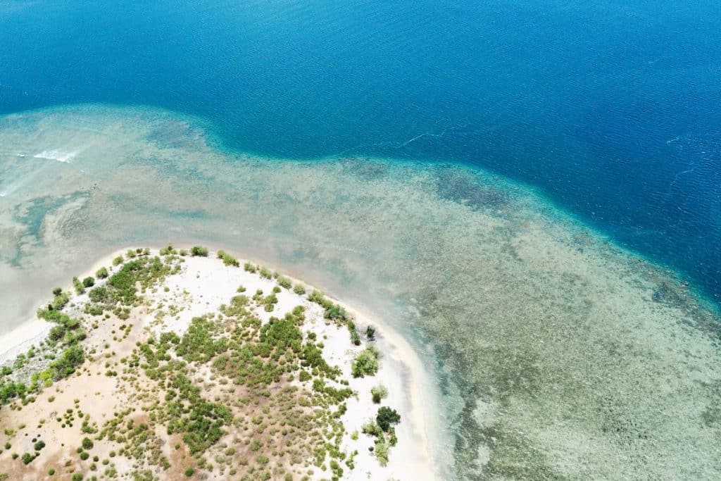 Aerial drone view of Gili Goleng, one of the Secret Gilis in Lombok