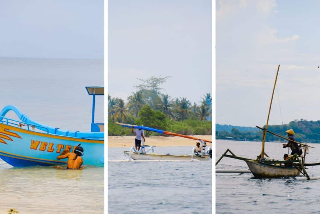 Traditional fishing boats near the Secret Gilis in Lombok