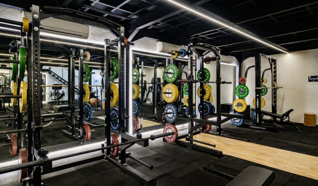 Nirvana Gym — Contemporary Fitness Facility Nirvana Gym modern workout area with fitness machines and weights