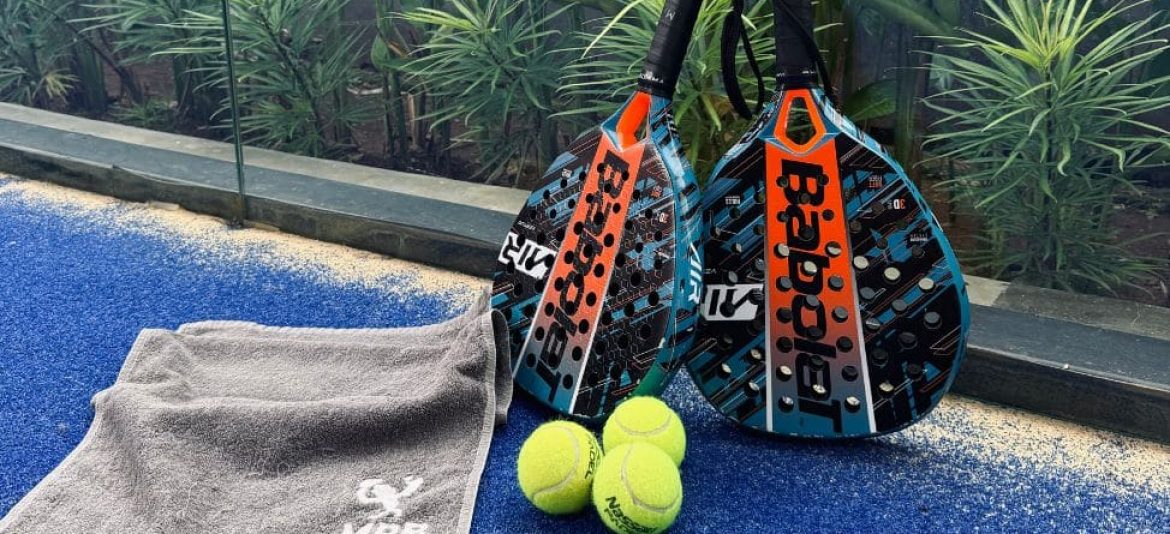 Padel rackets and accessories at Monkey Padel in Ubud, Bali