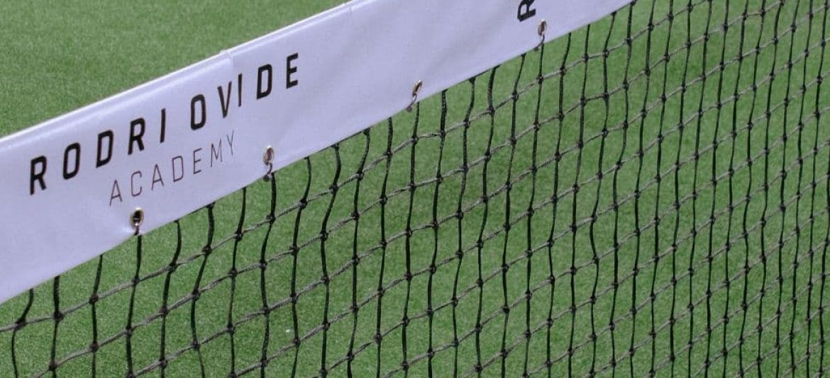 Close-up view of the blue padel court surface at Rodri Ovide Padel Ubud