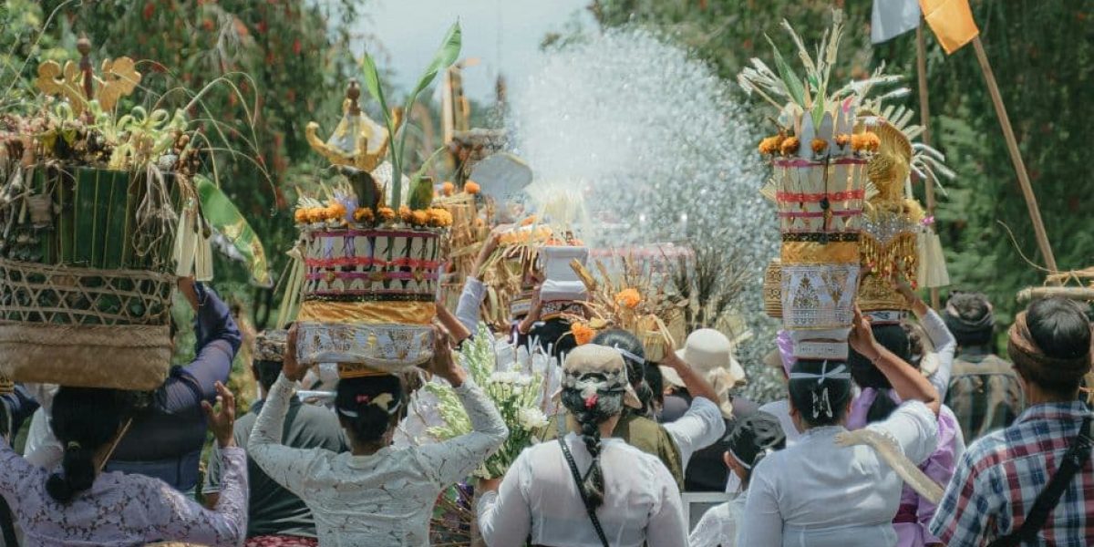 Nyepi Ceremony in Bali Balinese Nyepi day ceremony with offerings and rituals