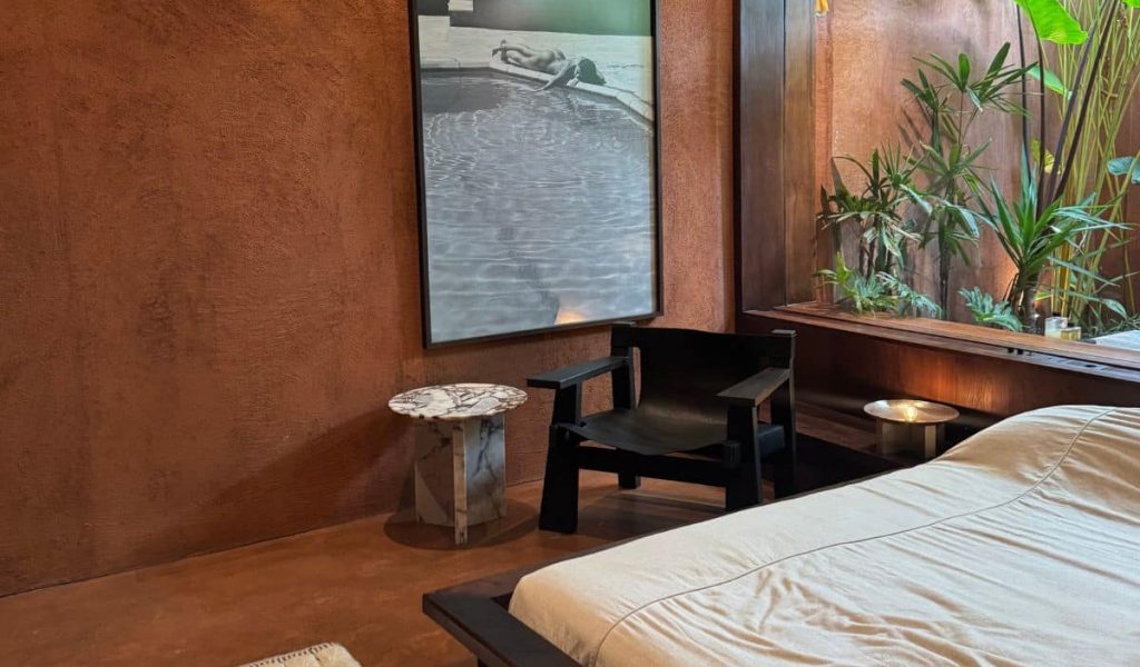 Modern Terracotta Room at Further Hotel Further Hotel room with minimalist terracotta tones and modern lines