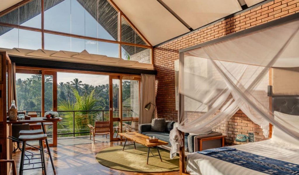 Chapung Sebali – Eclectic Bedroom in Ubud Stylish bedroom at Chapung Sebali with a mix of Scandinavian and Indonesian design
