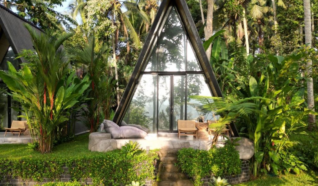 Delta Casa – Jungle Stay in Ubud Front view of Delta Casa surrounded by jungle near Ubud