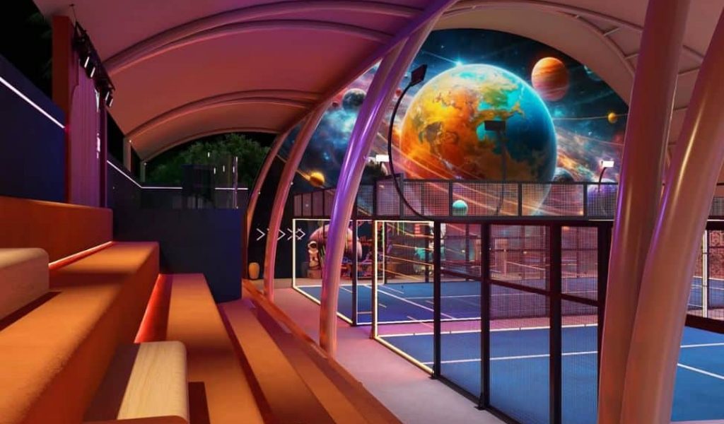 Universe Padel Courts Padel courts at Universe Padel in Uluwatu, Bali with futuristic theme